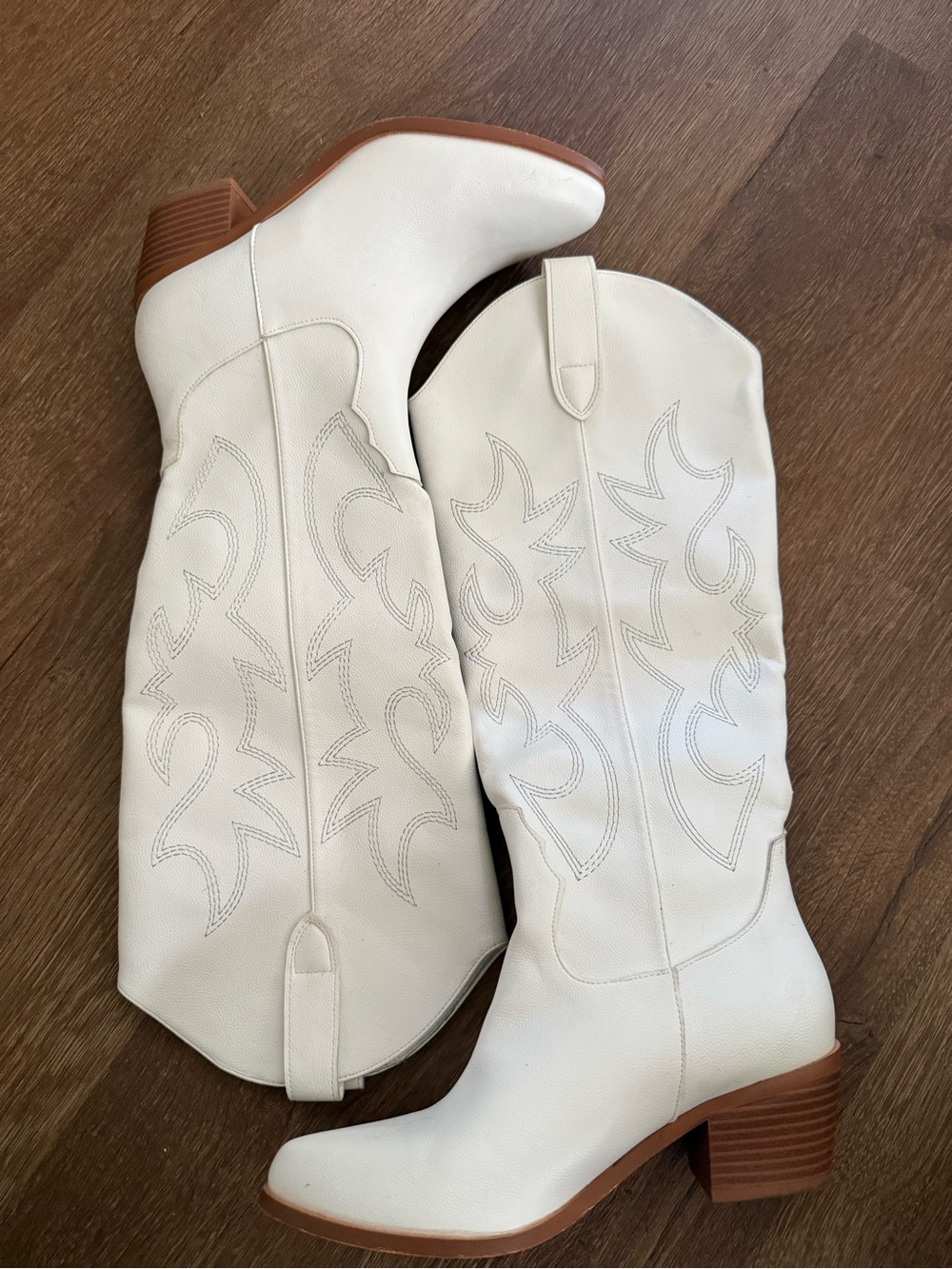 Amazon White Lace-Up Western Mid-Calf Boots for Women